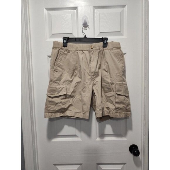 Tommy Bahama RELAX Khaki Tan Stretch Waist 7" Cargo Cotton Shorts Men's Large - Picture 1 of 10